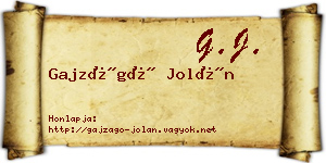 Gajzágó Jolán névjegykártya